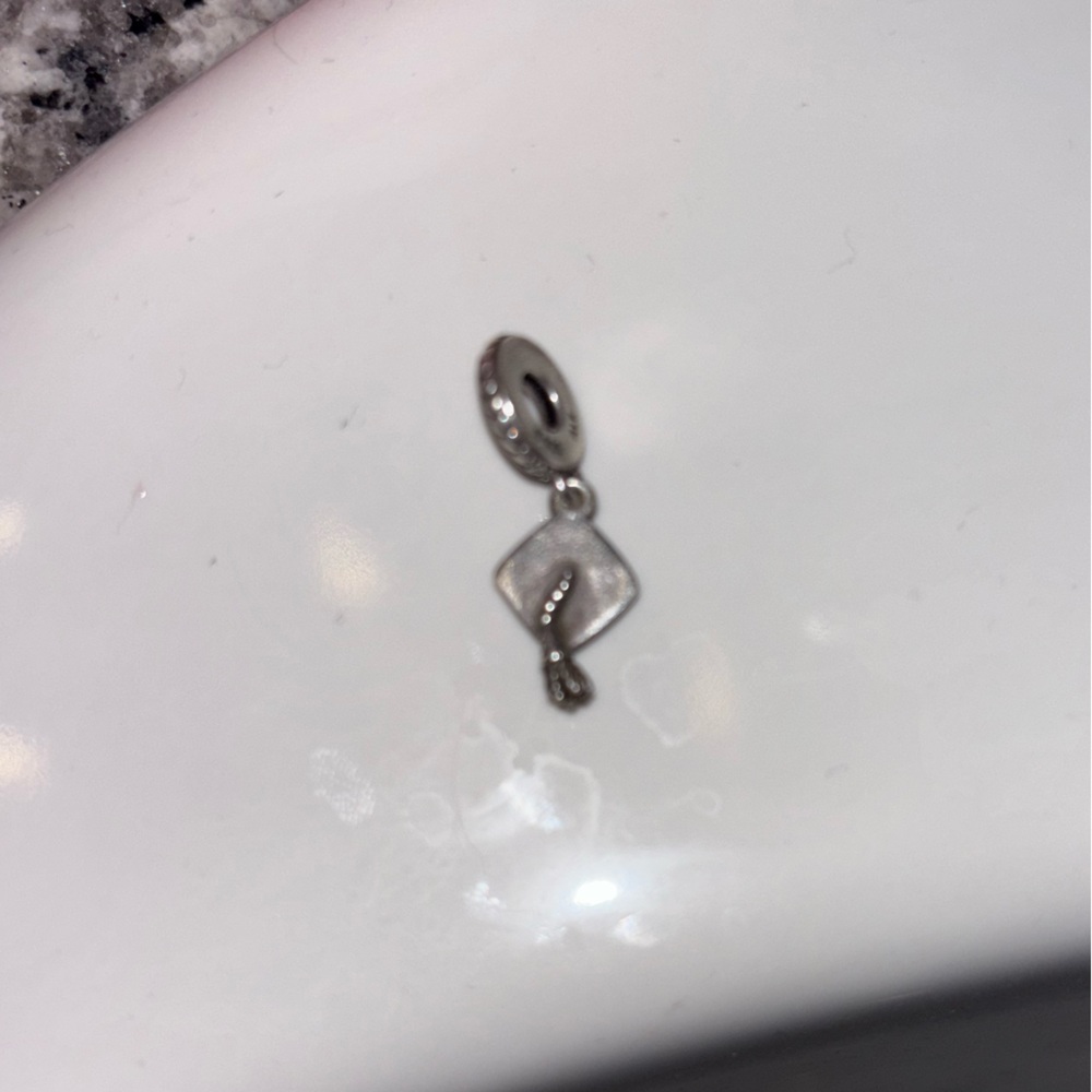 Silver Graduation Cap Charm Pendant
